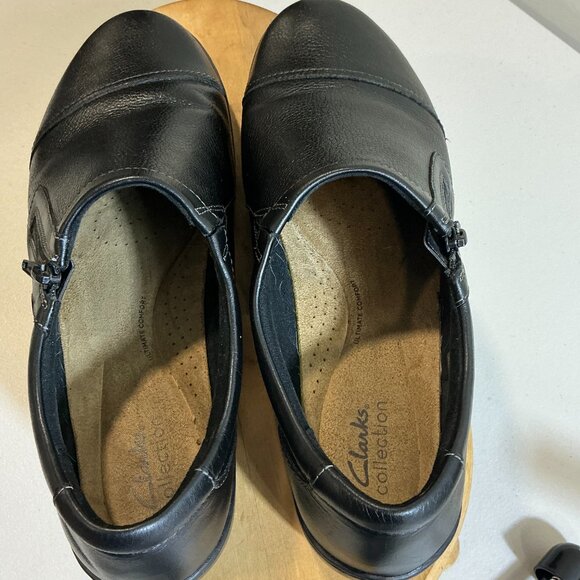 Clarks Black Leather Flats women’s size 12 - Picture 3 of 15